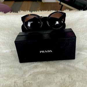 New PRADA SPR 05T 2AU-3DO Havana & Gold Sunglasses with Brown Lens 53mm Box Set